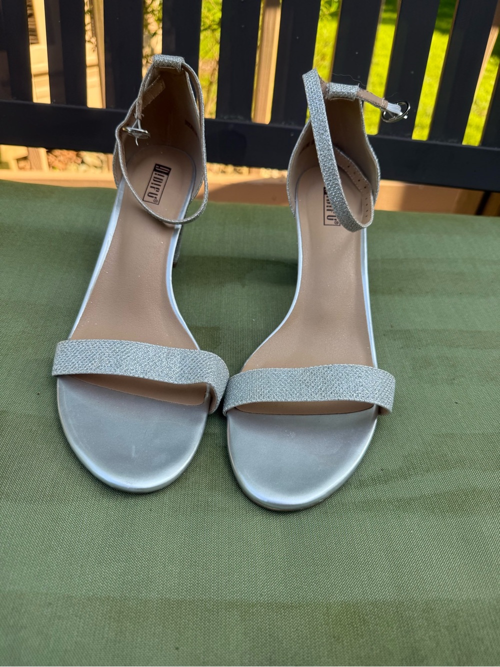 Amazon Silver Ankle-Strap Heeled Sandals